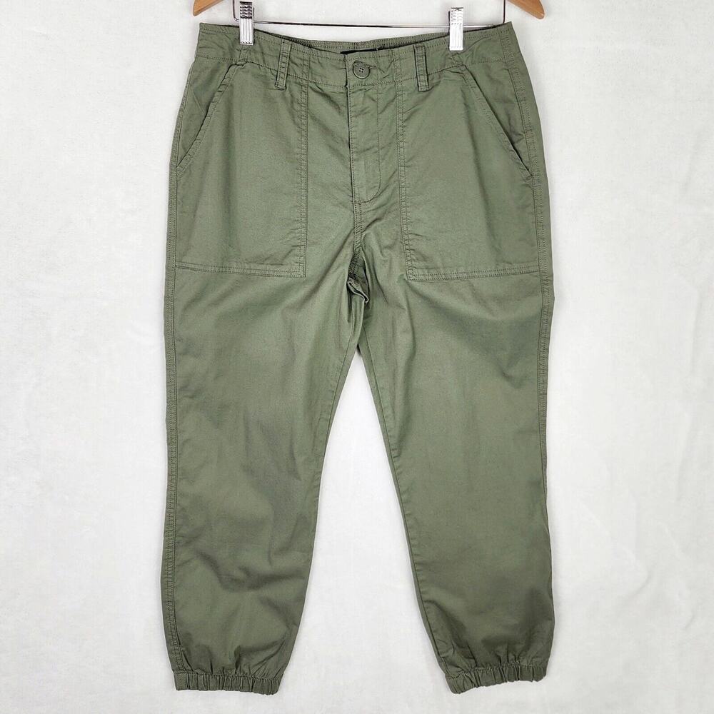 Sanctuary Women's 30 Green Cotton Maya Jogger Pants Patch Pocket Elastic Cuffs